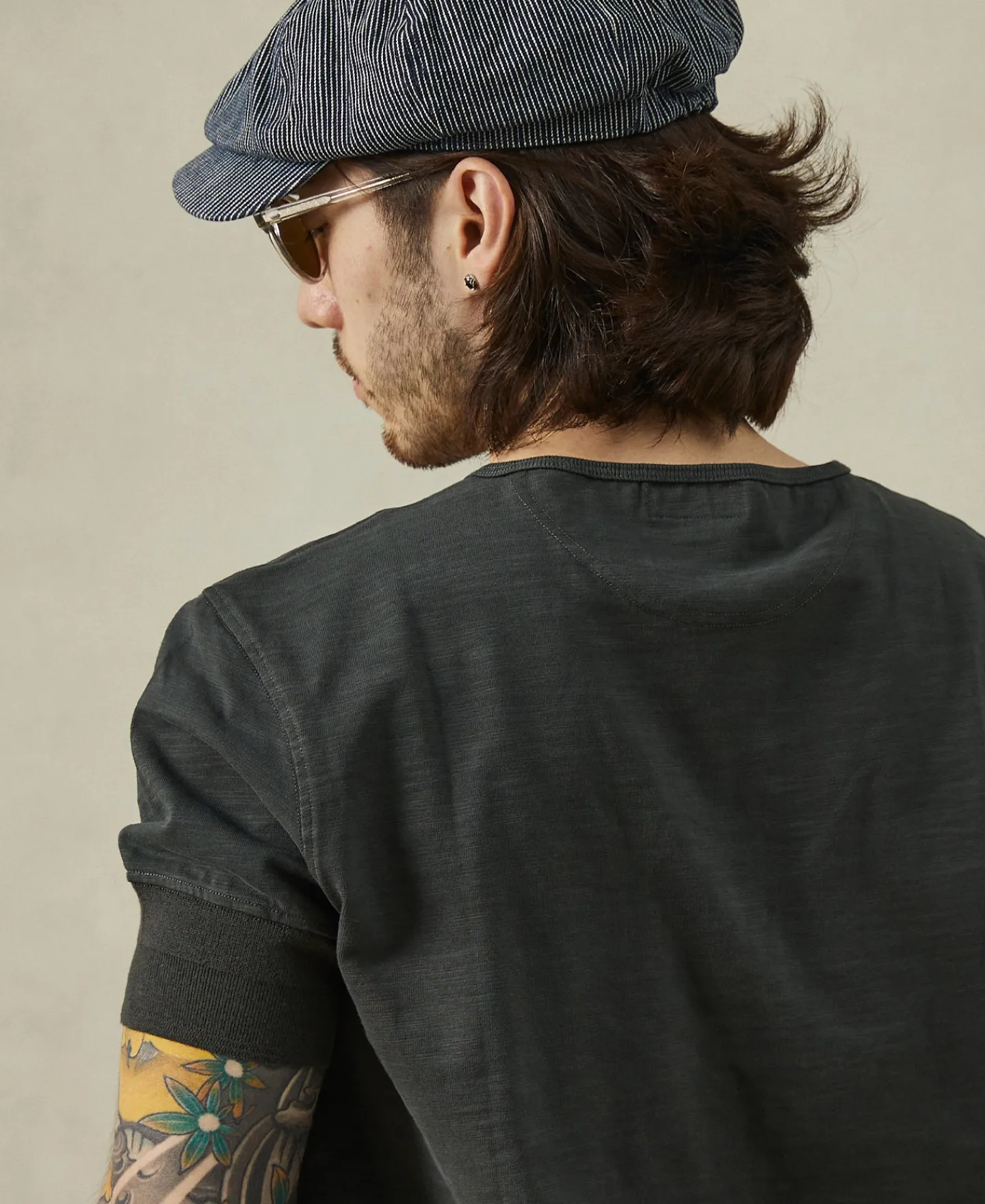 Clearance 1900s 9.8 oz Slub Cotton Henley T-Shirt - Vintage Black Henleys | Short Sleeve T-Shirts
