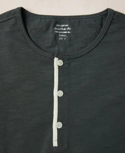 Clearance 1900s 9.8 oz Slub Cotton Henley T-Shirt - Vintage Black Henleys | Short Sleeve T-Shirts