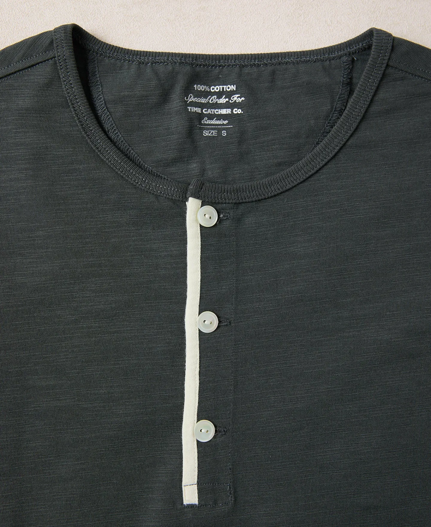 Clearance 1900s 9.8 oz Slub Cotton Henley T-Shirt - Vintage Black Henleys | Short Sleeve T-Shirts