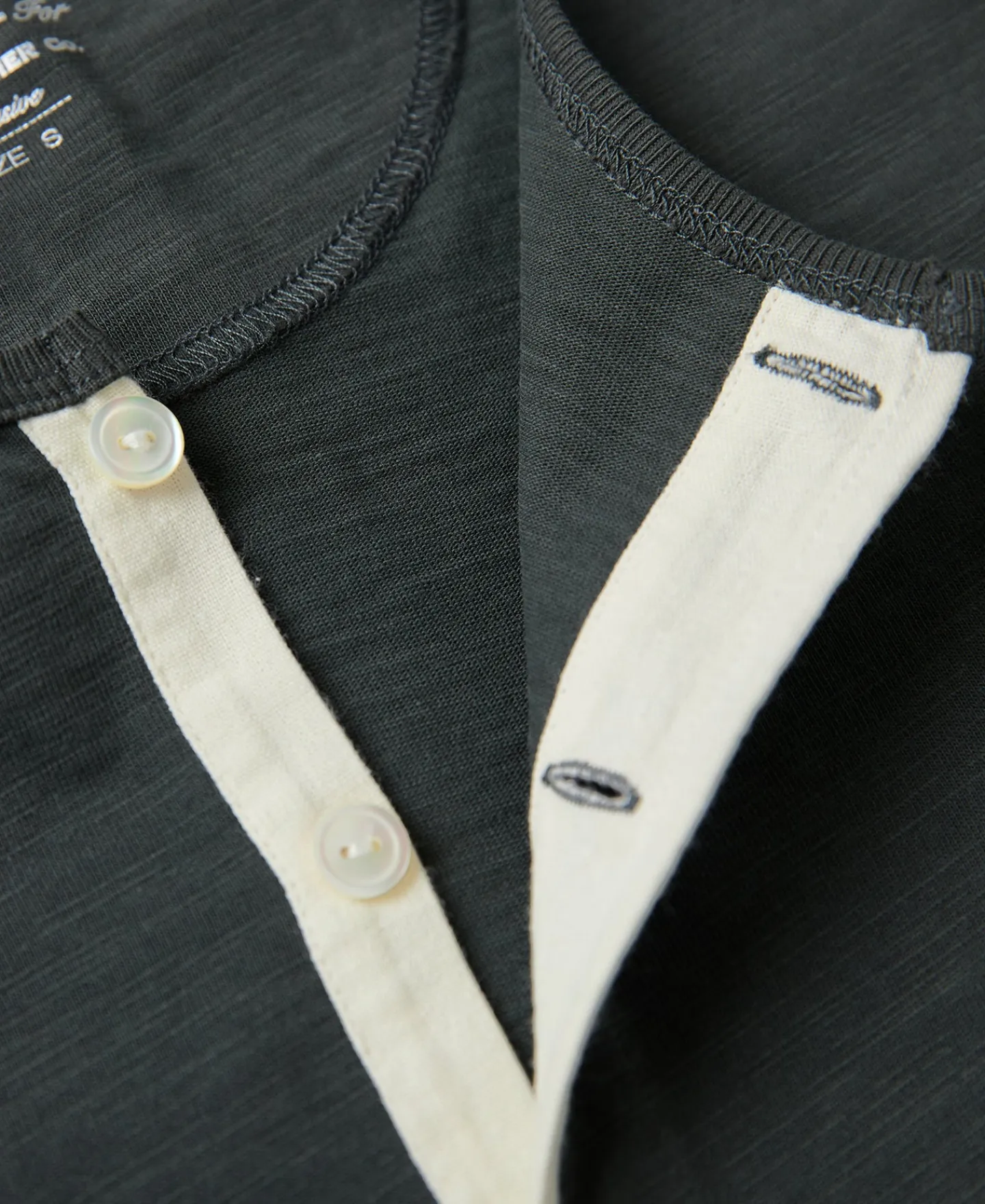 Clearance 1900s 9.8 oz Slub Cotton Henley T-Shirt - Vintage Black Henleys | Short Sleeve T-Shirts