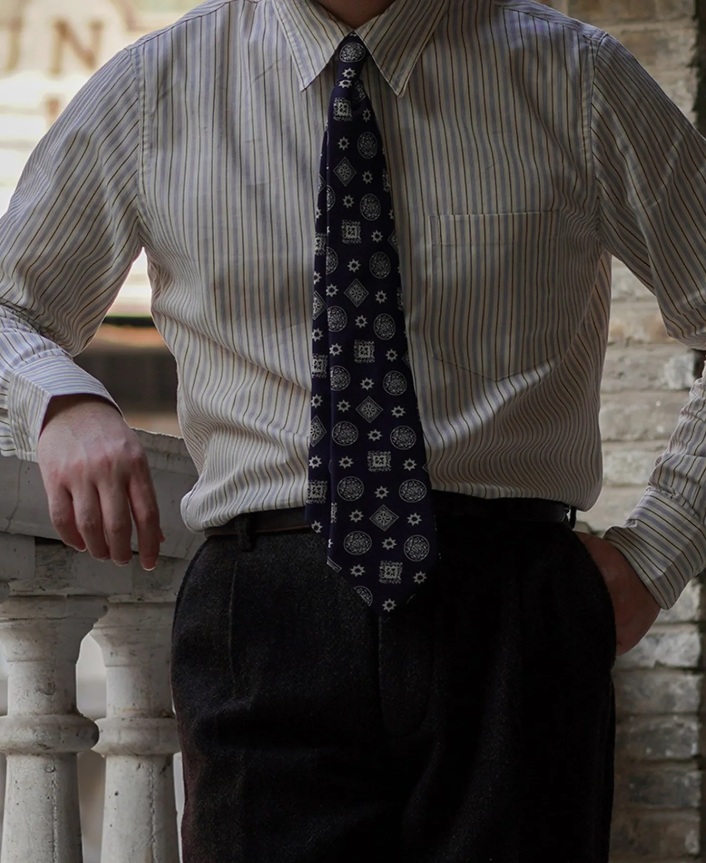Outlet 1930s 5 oz Yarn-Dyed Striped Dress Shirt Long Sleeve Shirts | Shirts