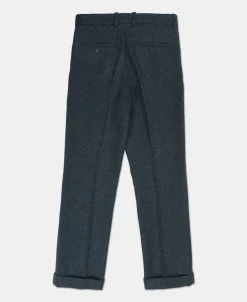 Hot 1930s American Style Herringbone Navy Tweed Trousers Pants&trousers