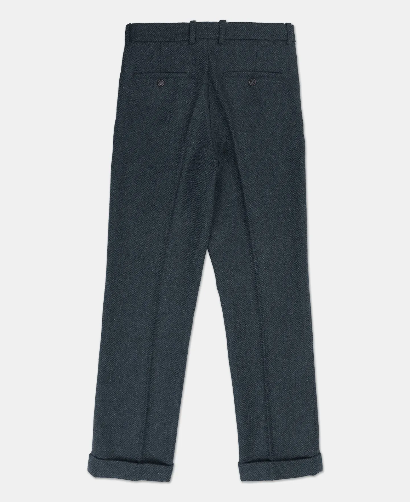 Hot 1930s American Style Herringbone Navy Tweed Trousers Pants&trousers