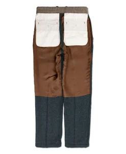 Hot 1930s American Style Herringbone Navy Tweed Trousers Pants&trousers