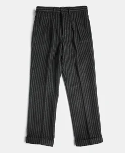 Discount 1920s Black & Gray Stripe Tweed Trousers Pants&trousers