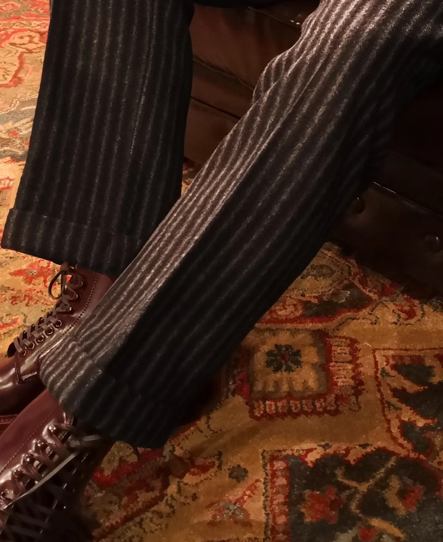 Discount 1920s Black & Gray Stripe Tweed Trousers Pants&trousers