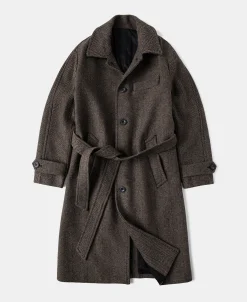 Sale 1920s Brown Herringbone Tweed Balmacaan Coat Jackets&coats