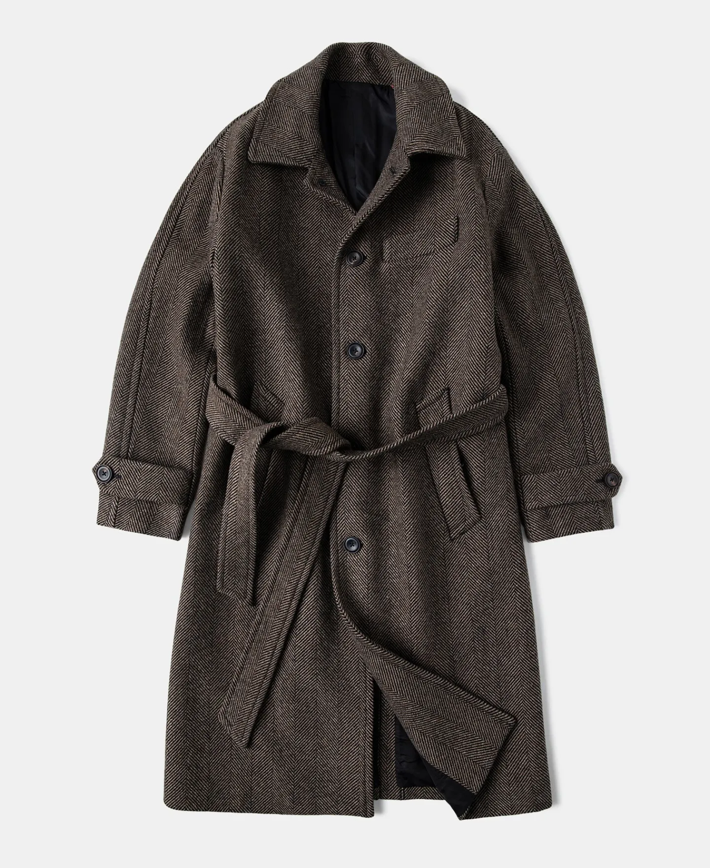 Sale 1920s Brown Herringbone Tweed Balmacaan Coat Jackets&coats