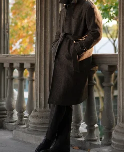 Sale 1920s Brown Herringbone Tweed Balmacaan Coat Jackets&coats