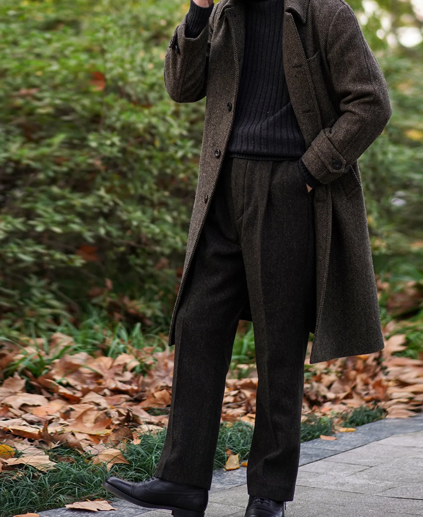 Sale 1920s Brown Herringbone Tweed Balmacaan Coat Jackets&coats