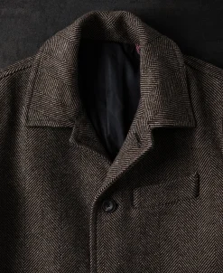 Sale 1920s Brown Herringbone Tweed Balmacaan Coat Jackets&coats