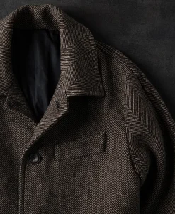 Sale 1920s Brown Herringbone Tweed Balmacaan Coat Jackets&coats