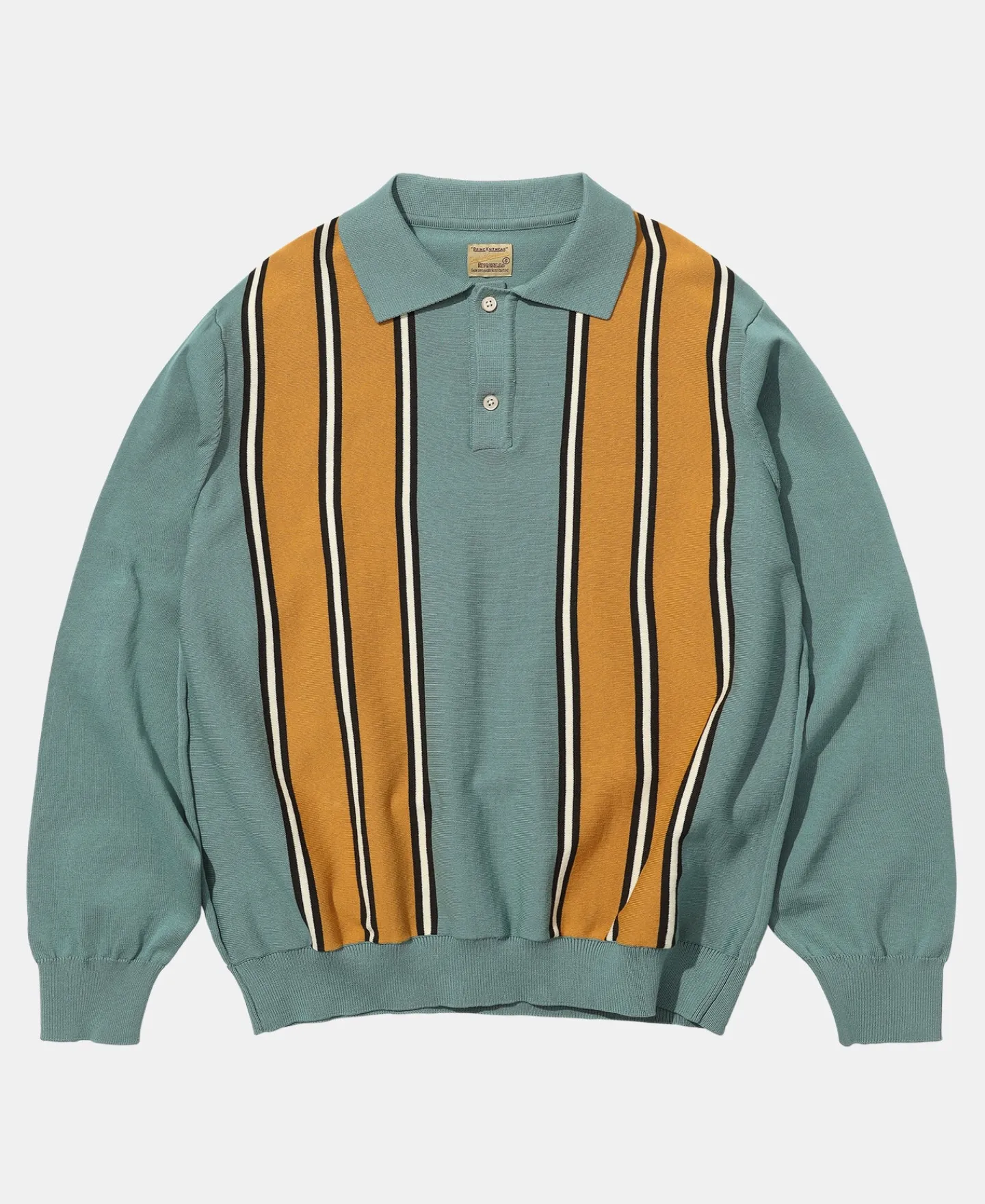 Fashion 1950s Contrast Stripe Long Sleeve Polo Shirt Polo Shirts | Long Sleeve T-Shirts