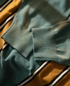 Fashion 1950s Contrast Stripe Long Sleeve Polo Shirt Polo Shirts | Long Sleeve T-Shirts