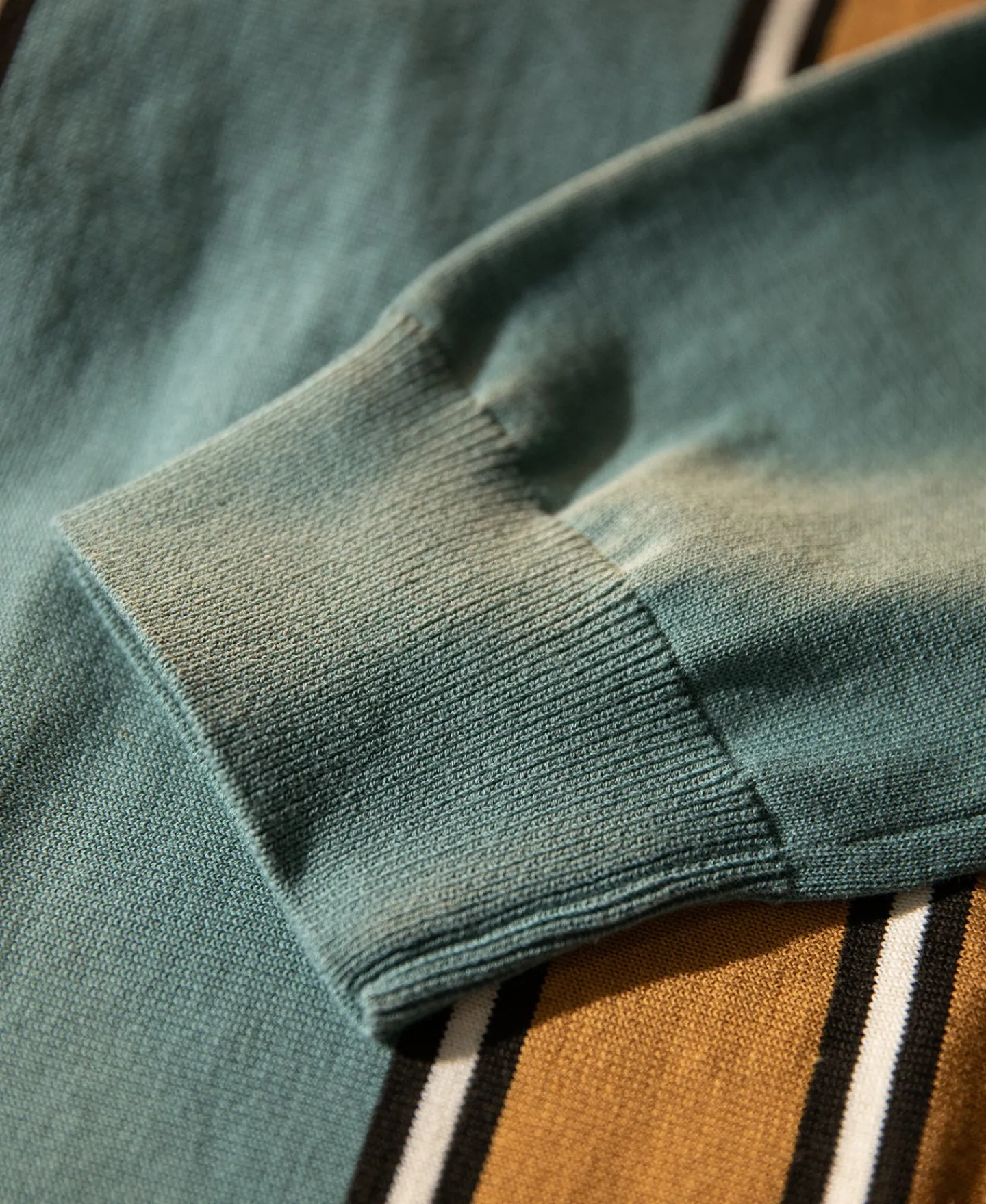 Fashion 1950s Contrast Stripe Long Sleeve Polo Shirt Polo Shirts | Long Sleeve T-Shirts
