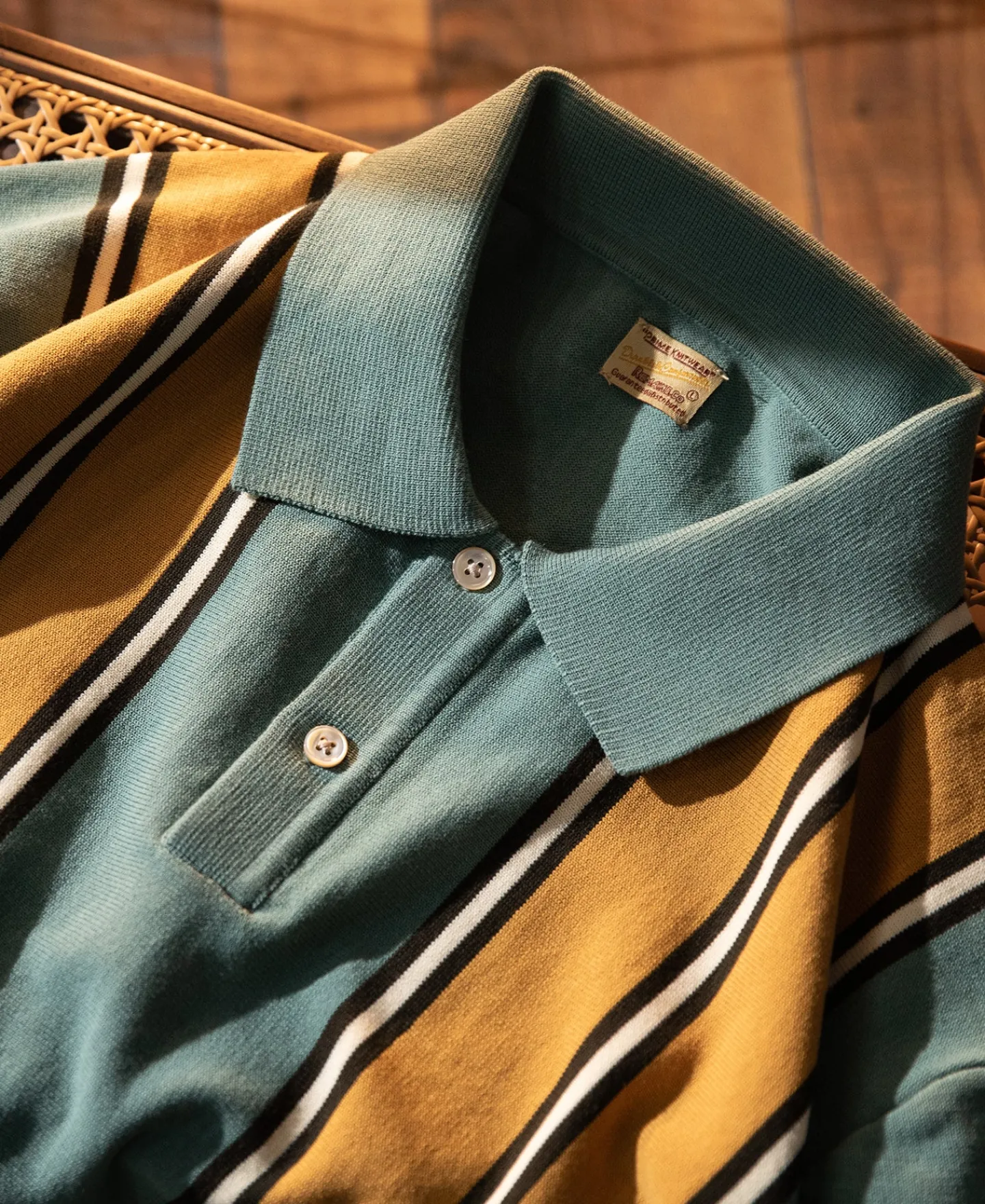 Fashion 1950s Contrast Stripe Long Sleeve Polo Shirt Polo Shirts | Long Sleeve T-Shirts
