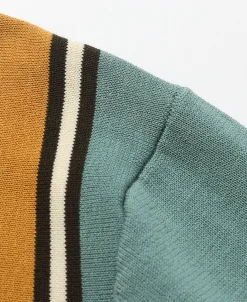 Fashion 1950s Contrast Stripe Long Sleeve Polo Shirt Polo Shirts | Long Sleeve T-Shirts