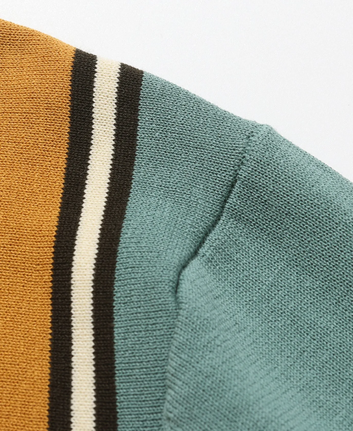 Fashion 1950s Contrast Stripe Long Sleeve Polo Shirt Polo Shirts | Long Sleeve T-Shirts