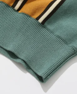 Fashion 1950s Contrast Stripe Long Sleeve Polo Shirt Polo Shirts | Long Sleeve T-Shirts