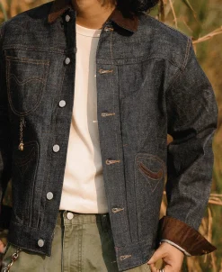 Discount 1940s Corduroy Collar Selvedge Denim Jacket Jackets&coats | Denim Jackets