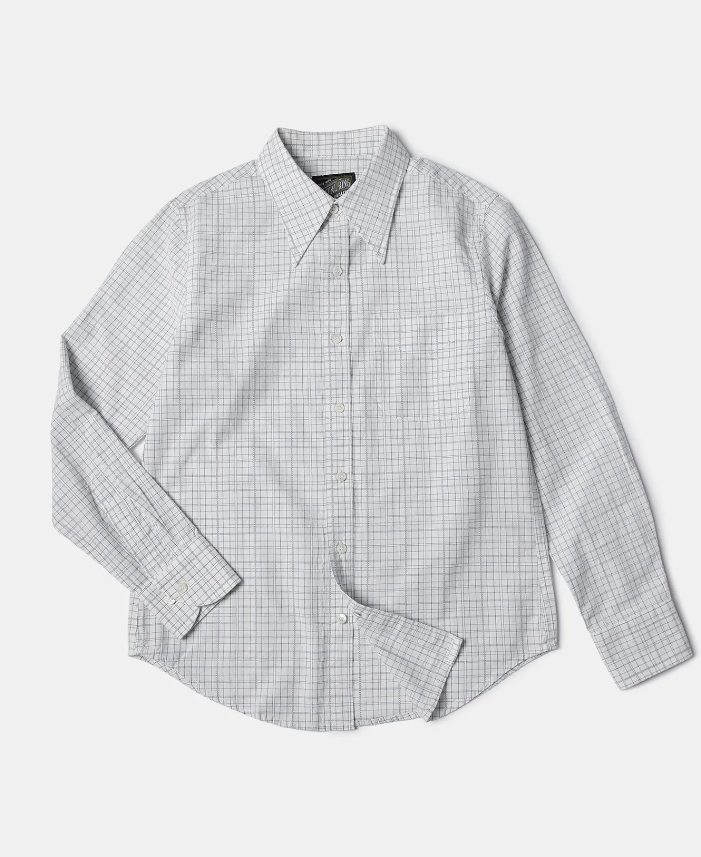 Fashion 1930s Dobby Grid Check Spearpoint Collar Dress Shirt Long Sleeve Shirts | Shirts