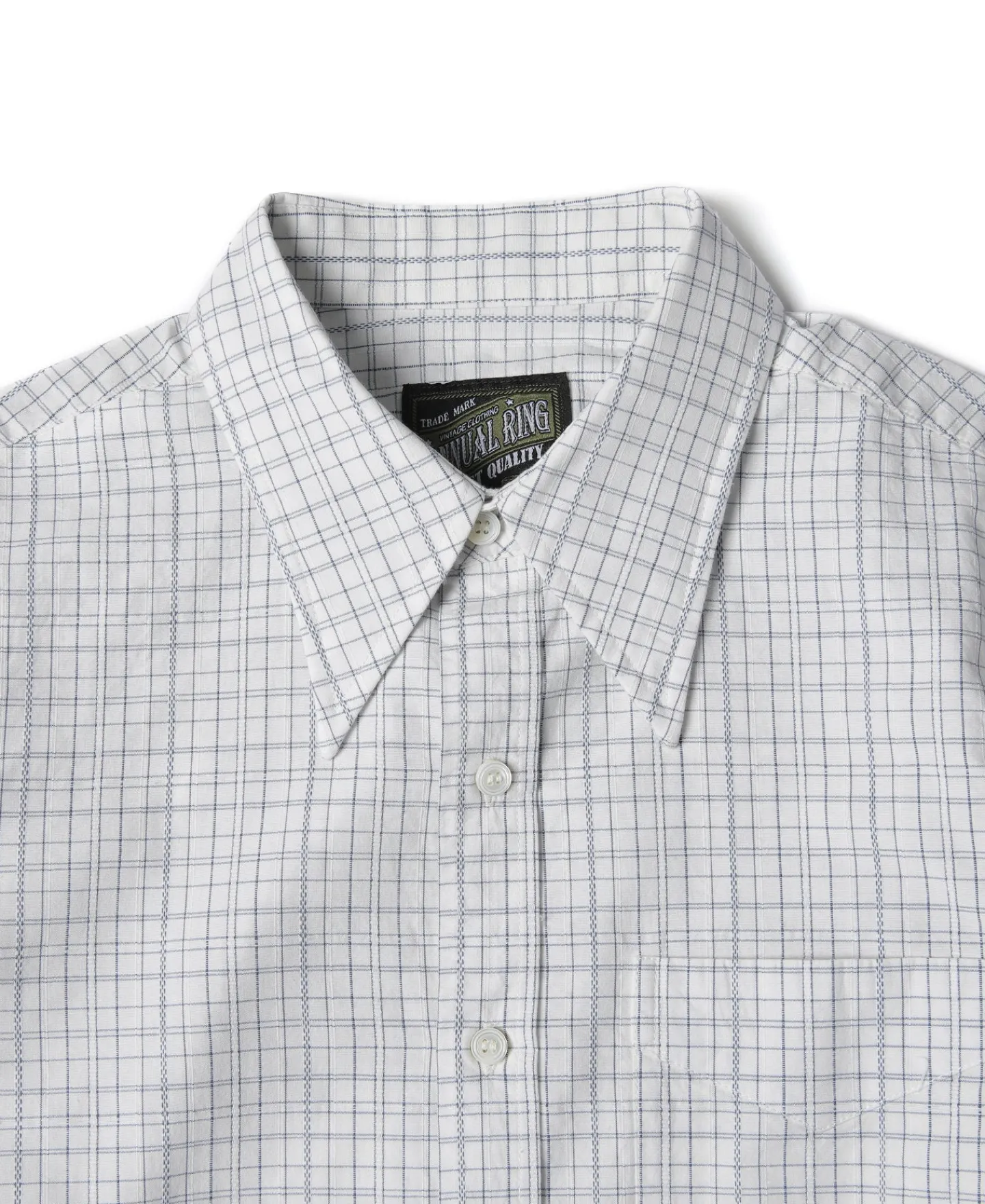 Fashion 1930s Dobby Grid Check Spearpoint Collar Dress Shirt Long Sleeve Shirts | Shirts