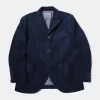 Fashion 1920s French Indigo Corduroy Suit Jacket Jackets&coats