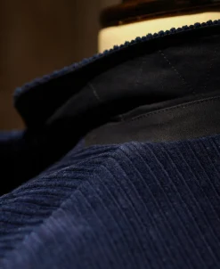 Fashion 1920s French Indigo Corduroy Suit Jacket Jackets&coats