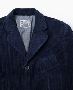 Fashion 1920s French Indigo Corduroy Suit Jacket Jackets&coats