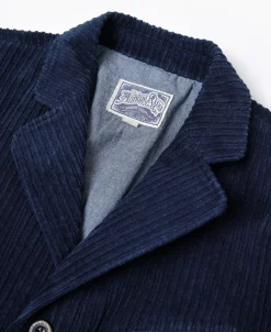 Fashion 1920s French Indigo Corduroy Suit Jacket Jackets&coats