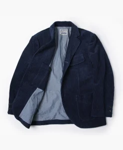 Fashion 1920s French Indigo Corduroy Suit Jacket Jackets&coats