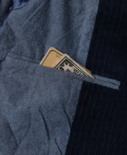 Fashion 1920s French Indigo Corduroy Suit Jacket Jackets&coats