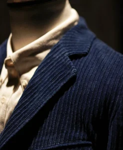 Fashion 1920s French Indigo Corduroy Suit Jacket Jackets&coats