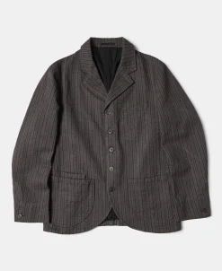 Best 1900s French Salt & Pepper Striped Chambray Sack Jacket Jackets&coats