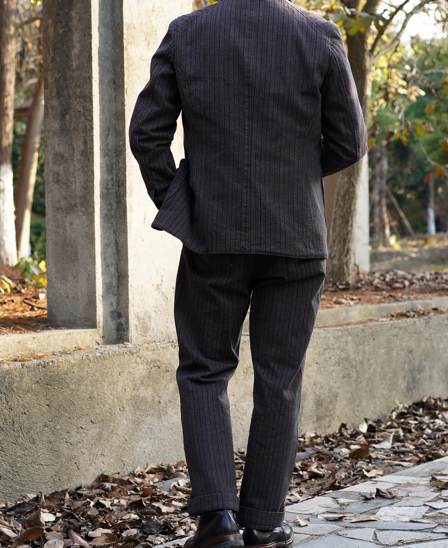 Best 1900s French Salt & Pepper Striped Chambray Sack Jacket Jackets&coats