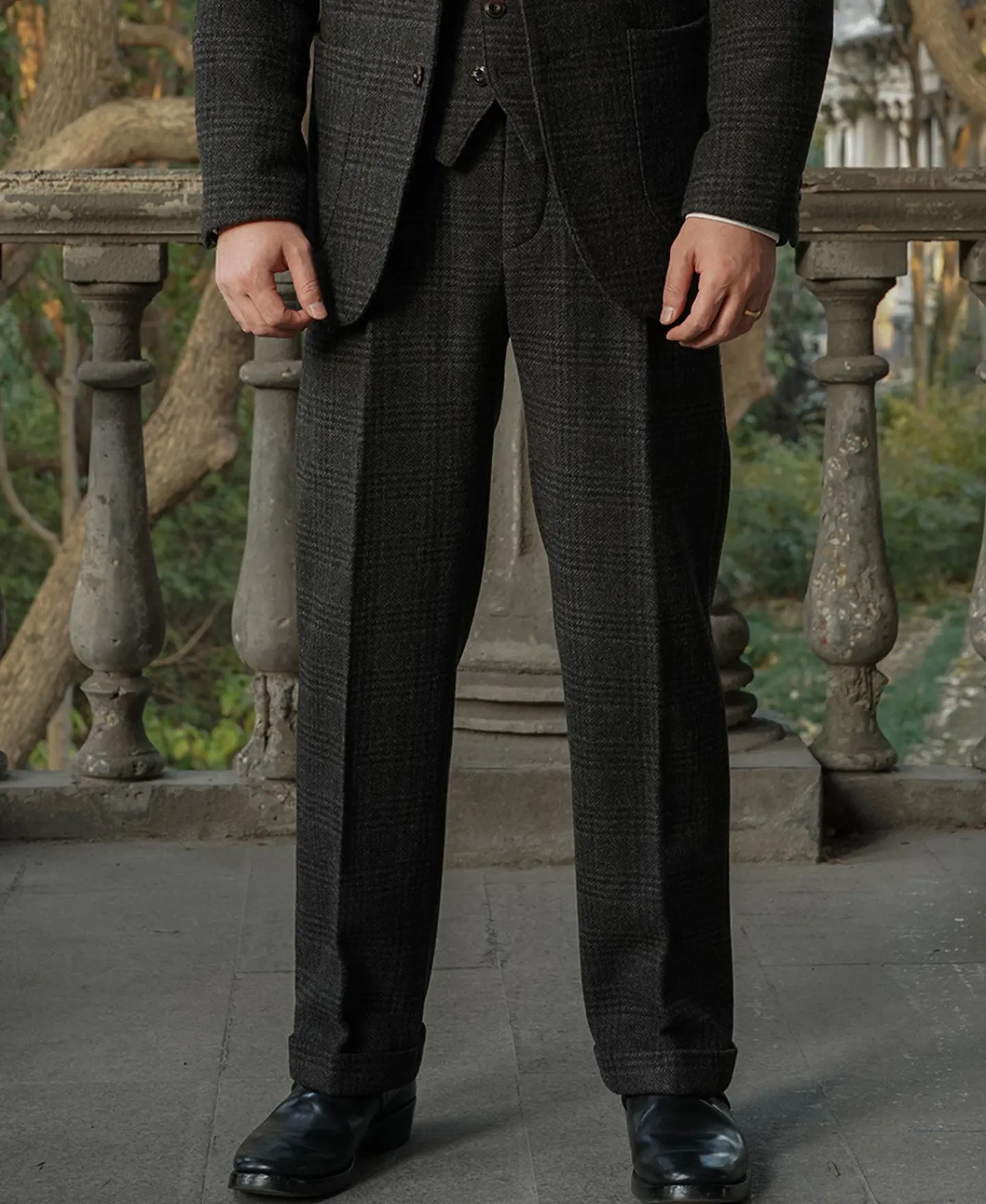 Fashion 1930s Glen Plaid Tweed Suit Trousers Pants&trousers