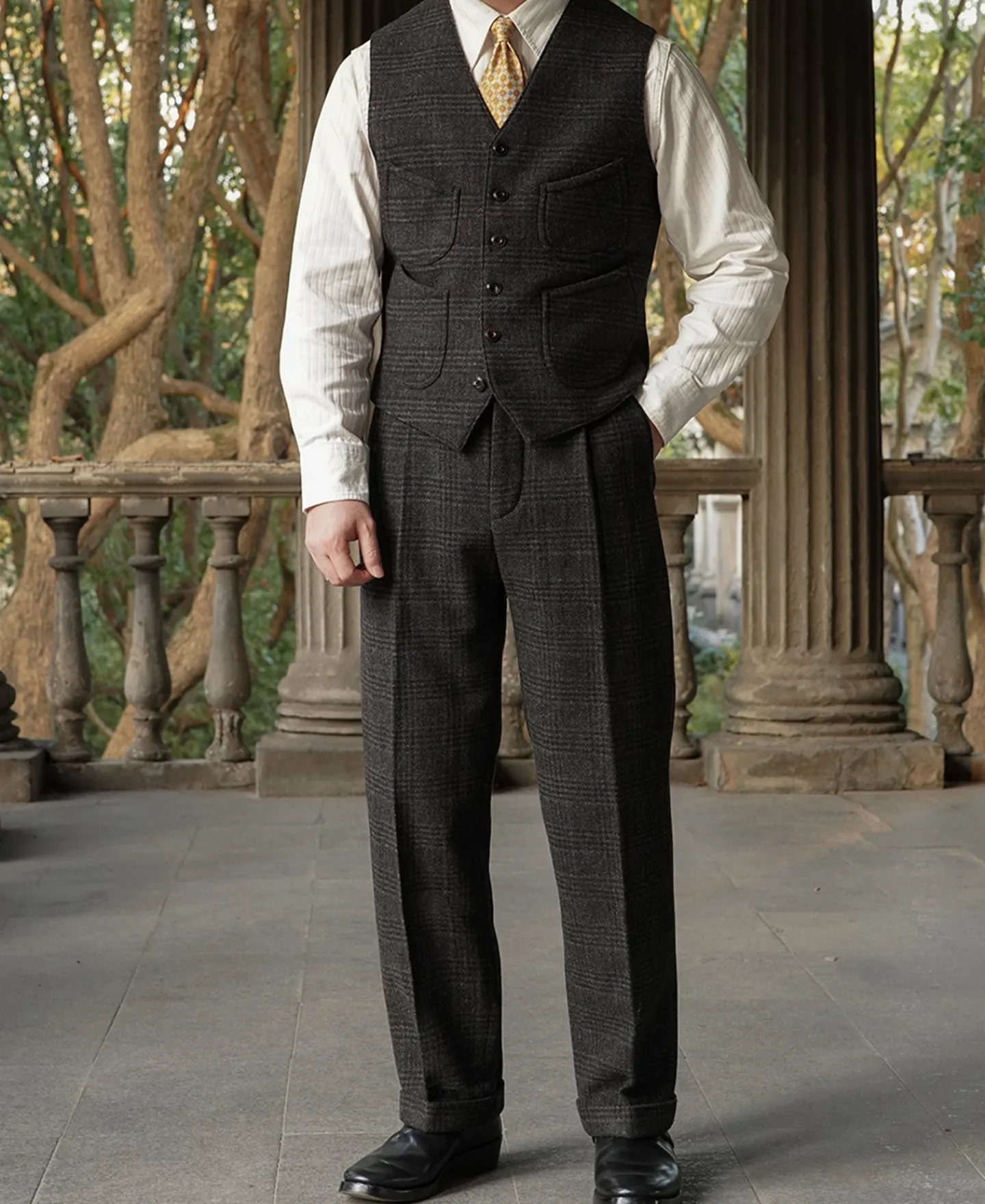 Fashion 1930s Glen Plaid Tweed Suit Trousers Pants&trousers