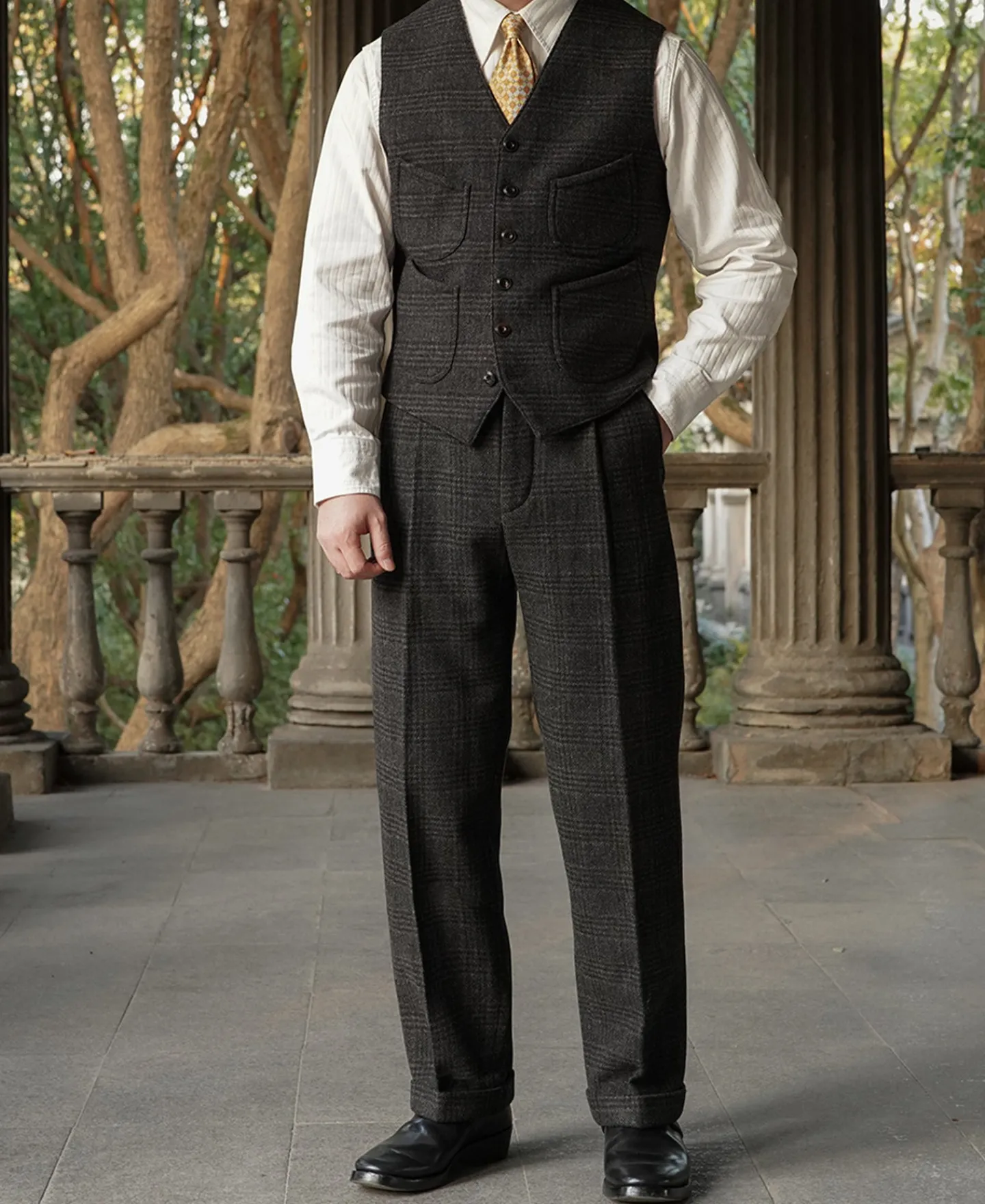 Outlet 1930s Glen Plaid Tweed Suit Vest Waistcoats