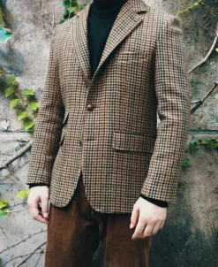 Fashion 1950s Houndstooth Tweed Blazer Jackets&coats