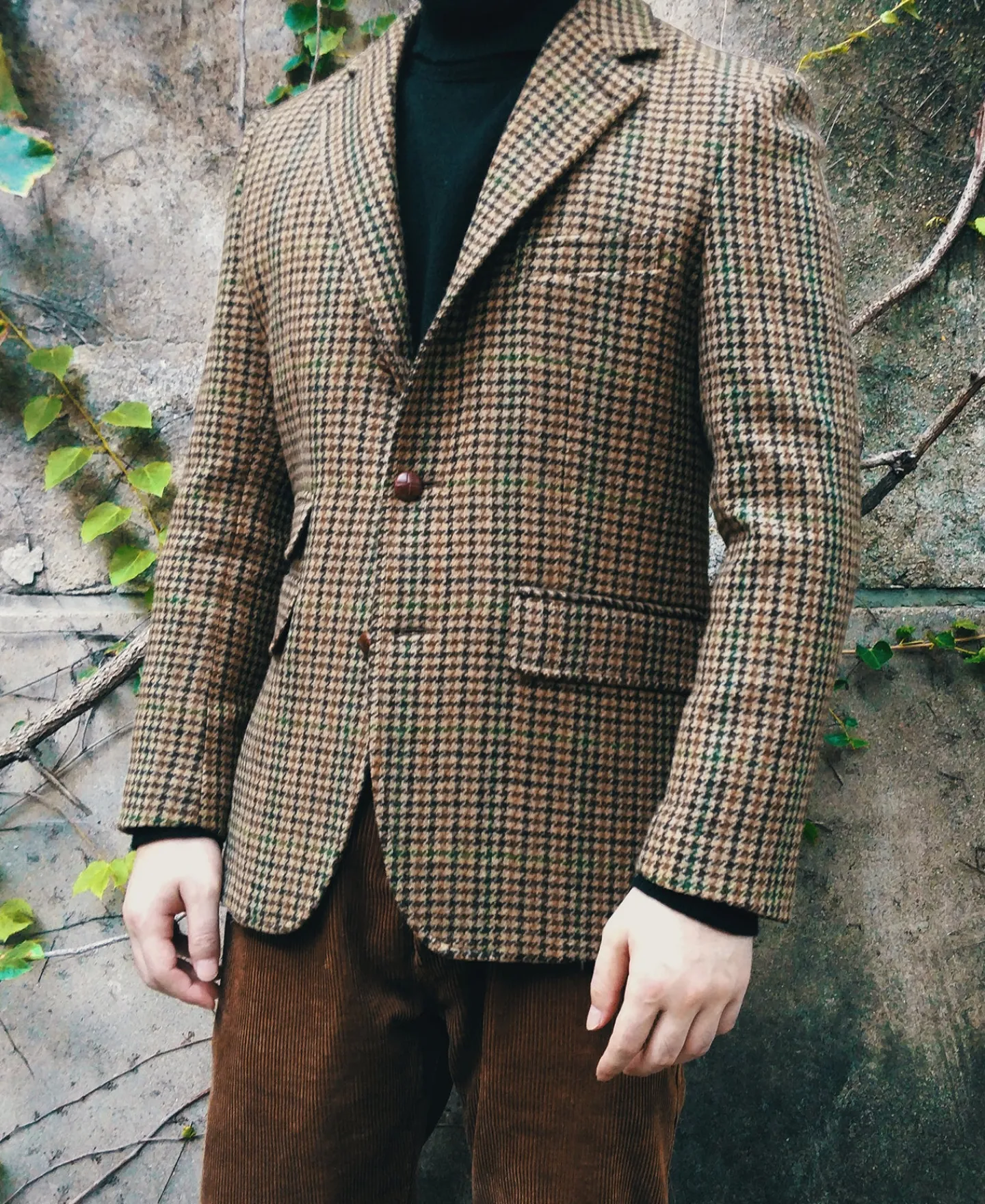Fashion 1950s Houndstooth Tweed Blazer Jackets&coats