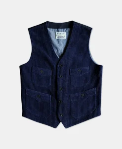 New 1920s Indigo Corduroy Work Vest Waistcoats