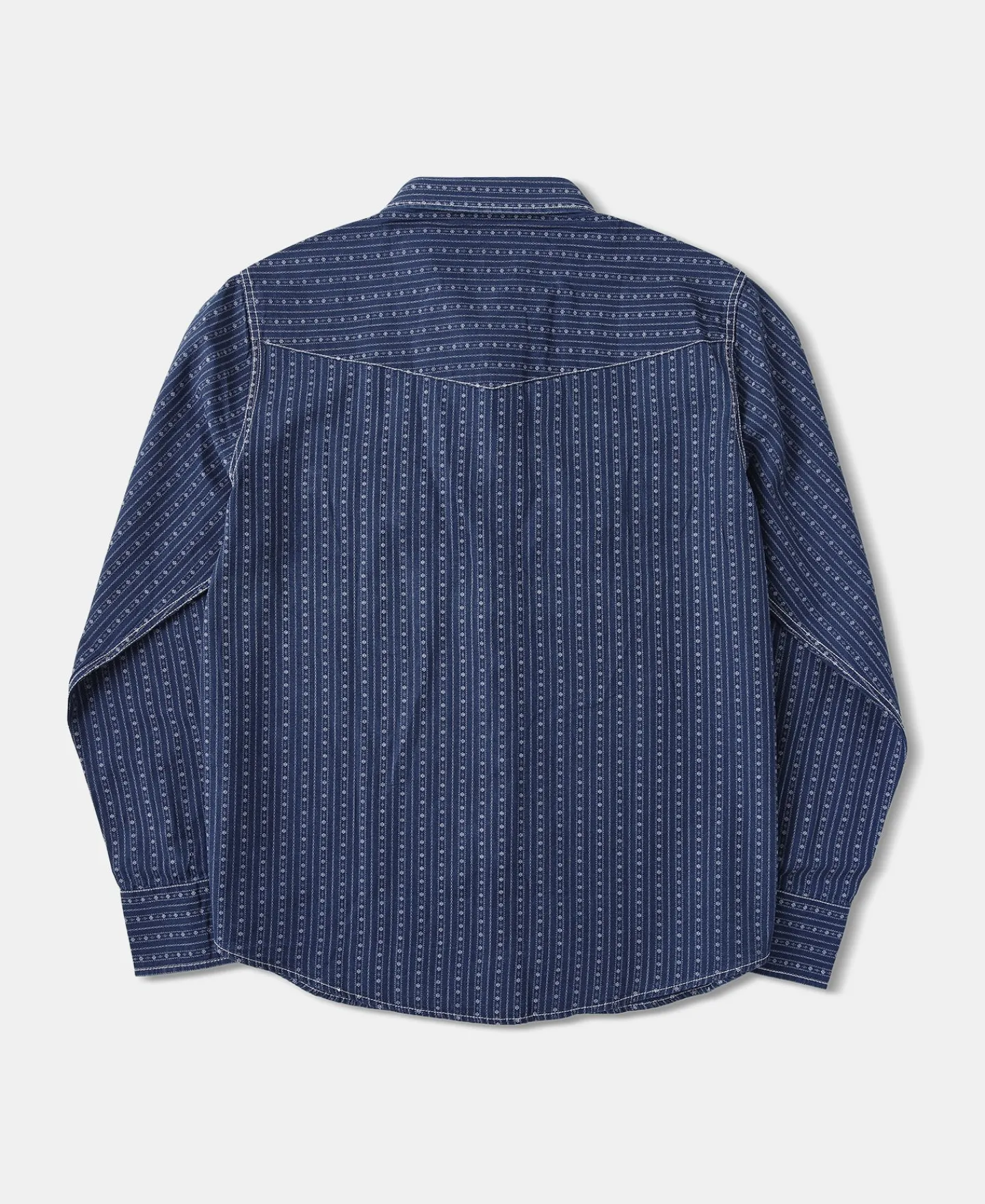 Fashion 1950s Indigo Discharge-printed Wabash Stripe Western Shirt Long Sleeve Shirts | Shirts
