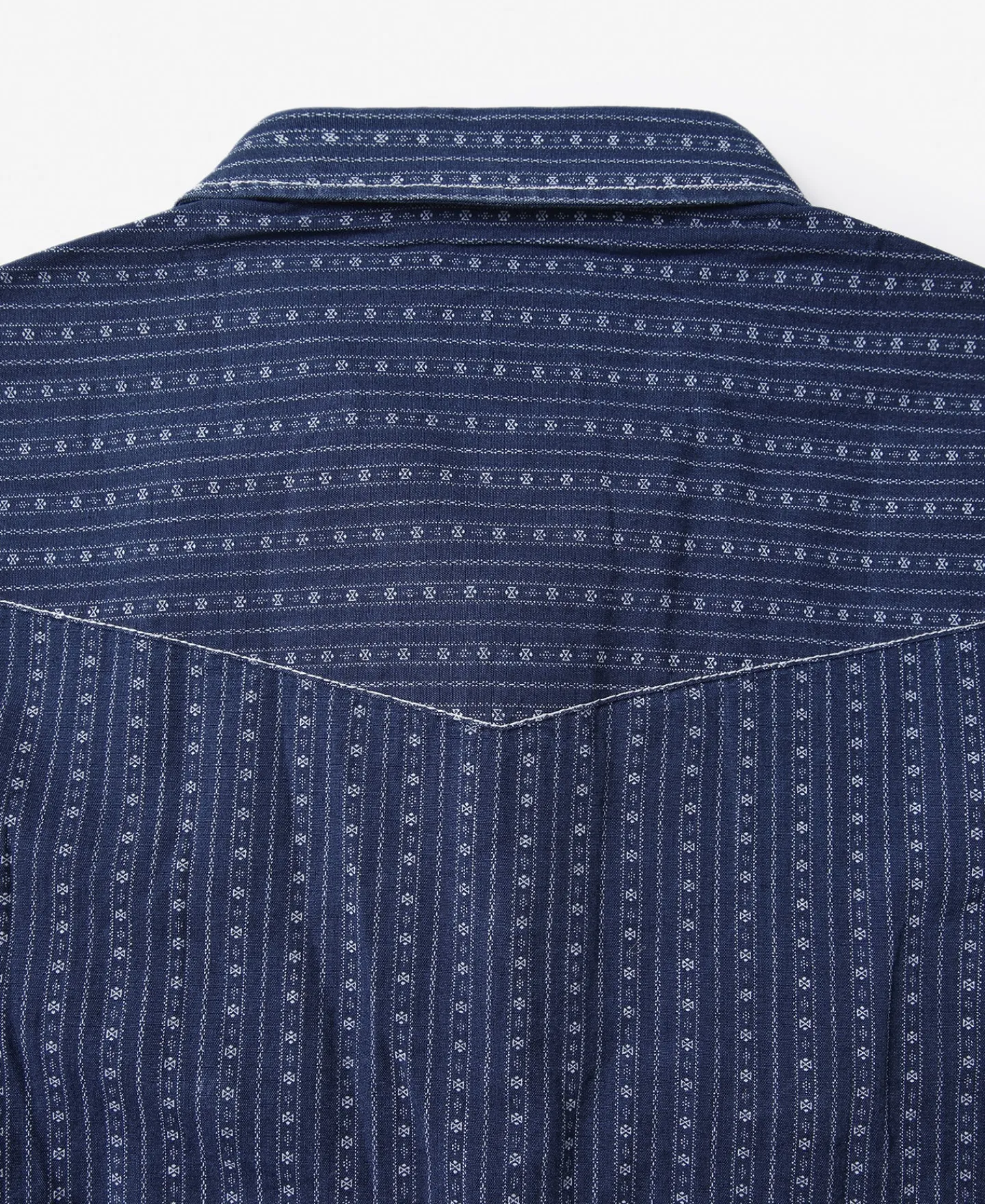 Fashion 1950s Indigo Discharge-printed Wabash Stripe Western Shirt Long Sleeve Shirts | Shirts