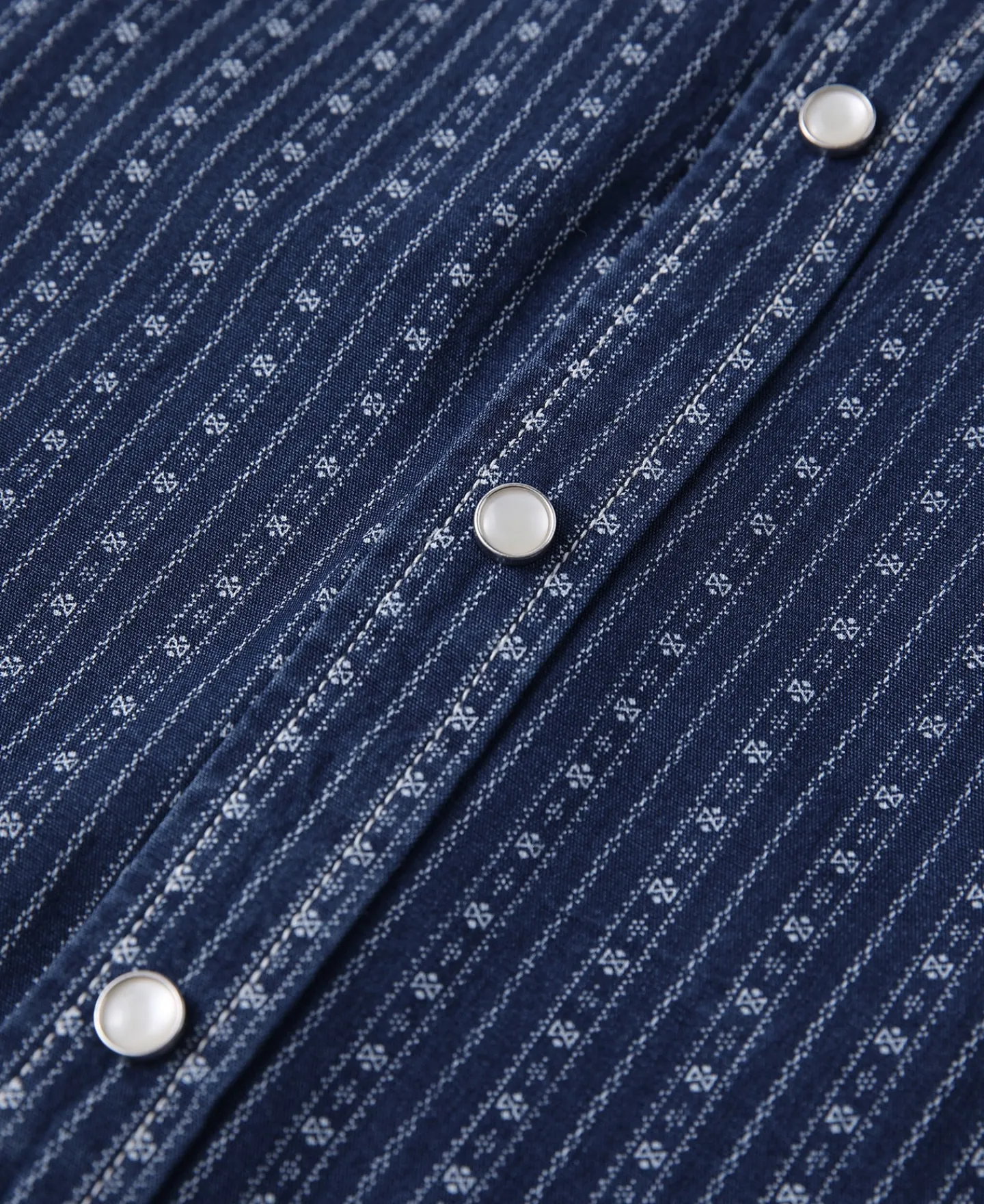 Fashion 1950s Indigo Discharge-printed Wabash Stripe Western Shirt Long Sleeve Shirts | Shirts