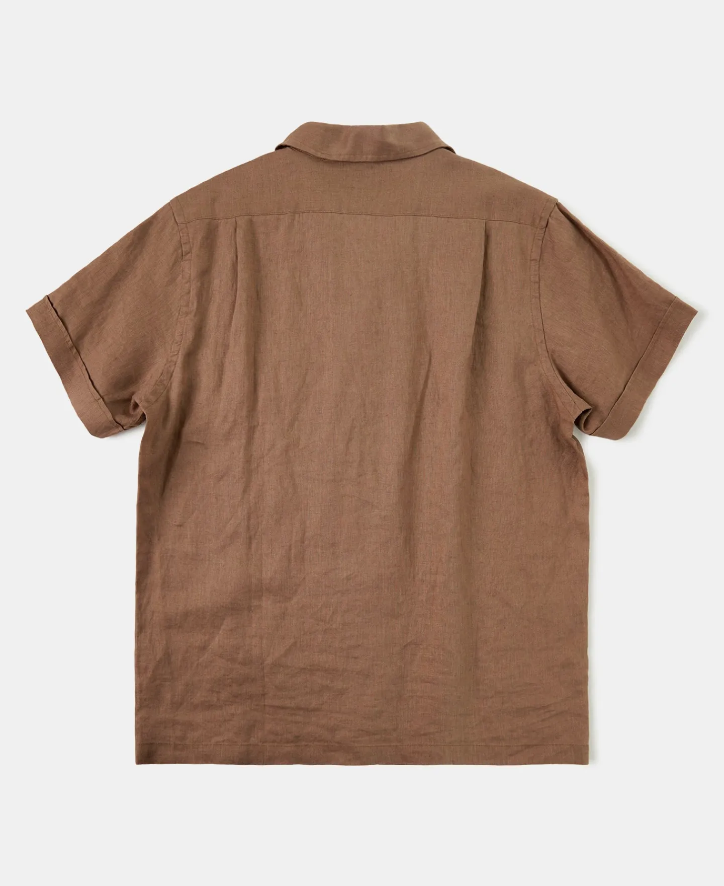 Hot 1950s Italian Collar Linen Shirt - Brown Short Sleeve Shirts | Shirts