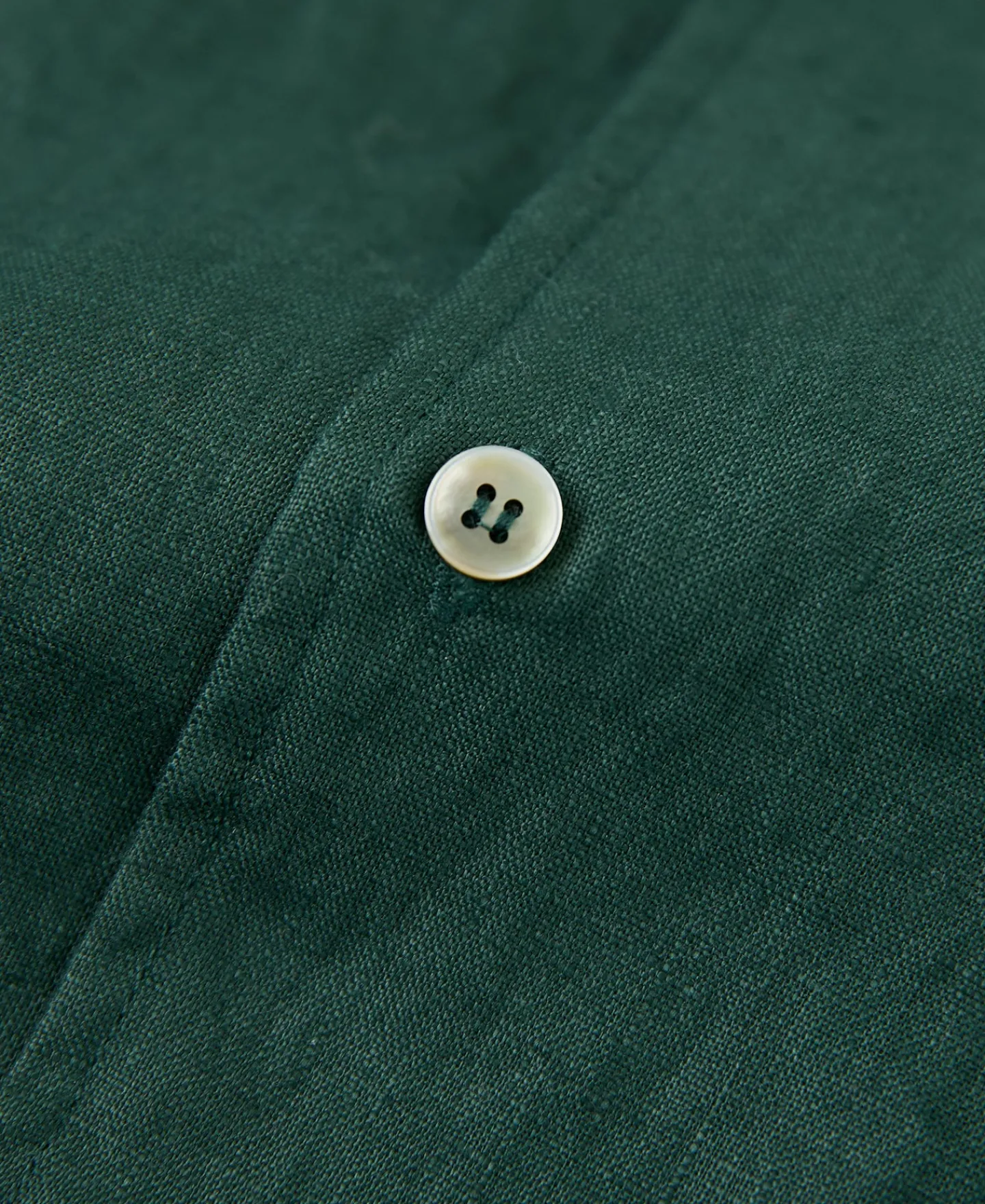 Online 1950s Italian Collar Linen Shirt - Dark Green Short Sleeve Shirts | Shirts