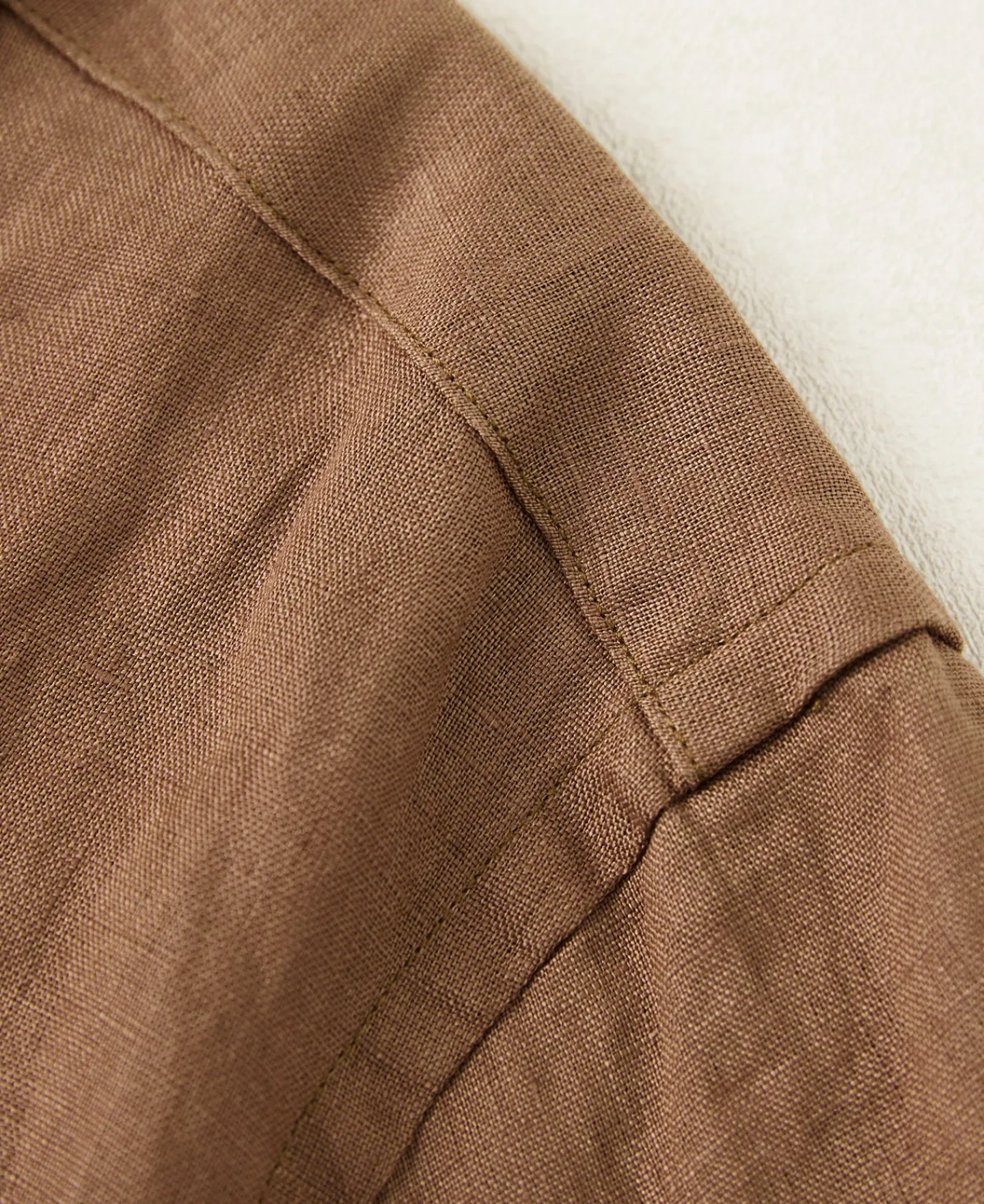 Hot 1950s Italian Collar Linen Shirt - Brown Short Sleeve Shirts | Shirts