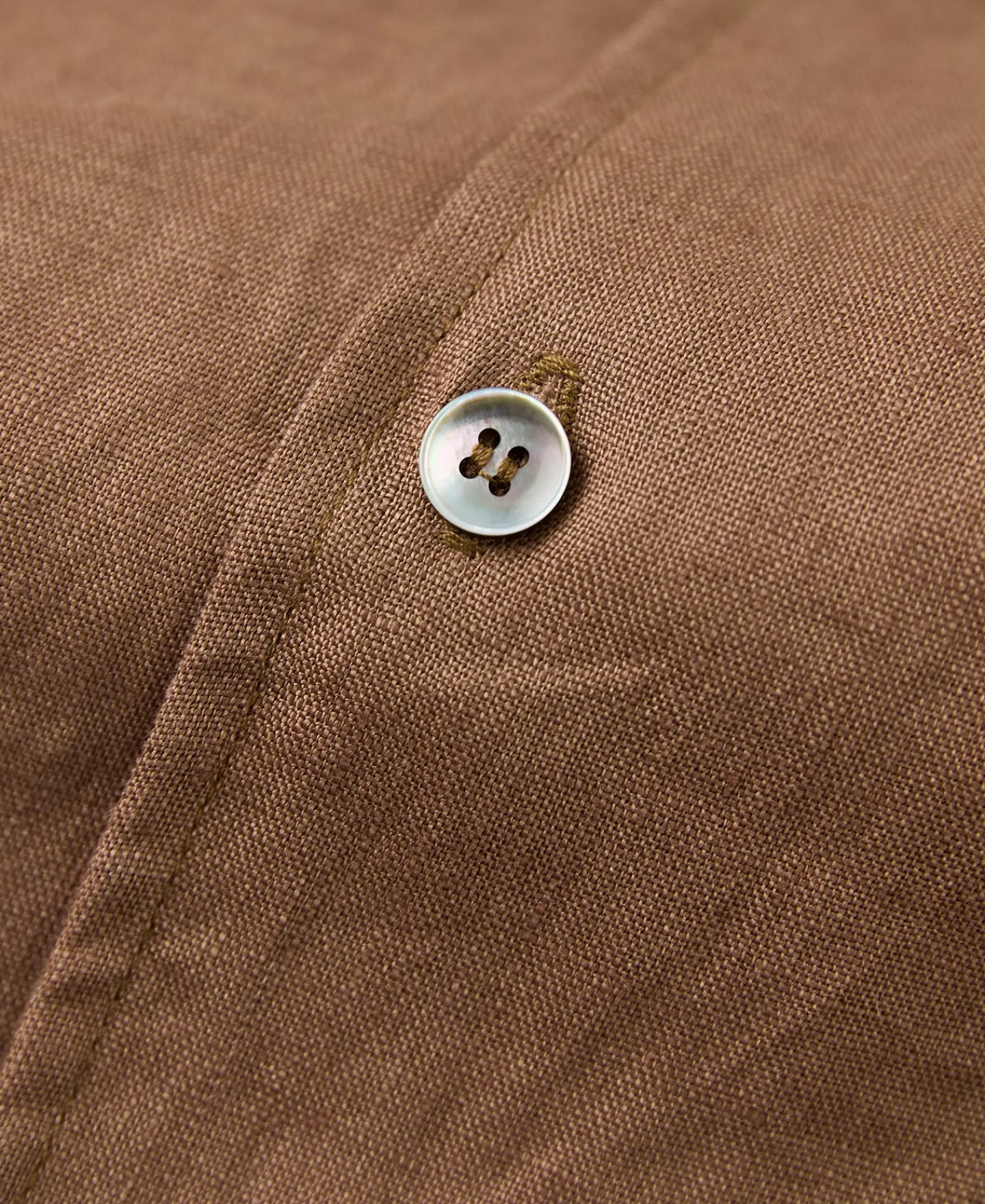 Hot 1950s Italian Collar Linen Shirt - Brown Short Sleeve Shirts | Shirts