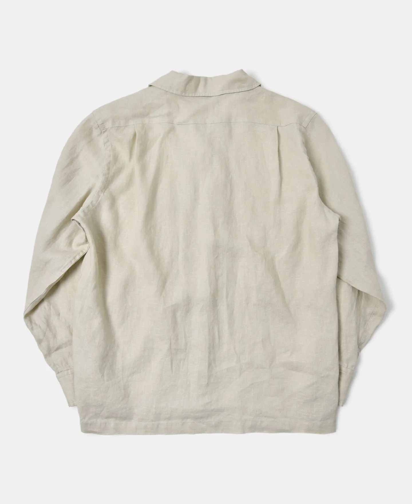 Sale 1950s Italian Collar Long-Sleeve Linen Shirt - Apricot Long Sleeve Shirts | Shirts