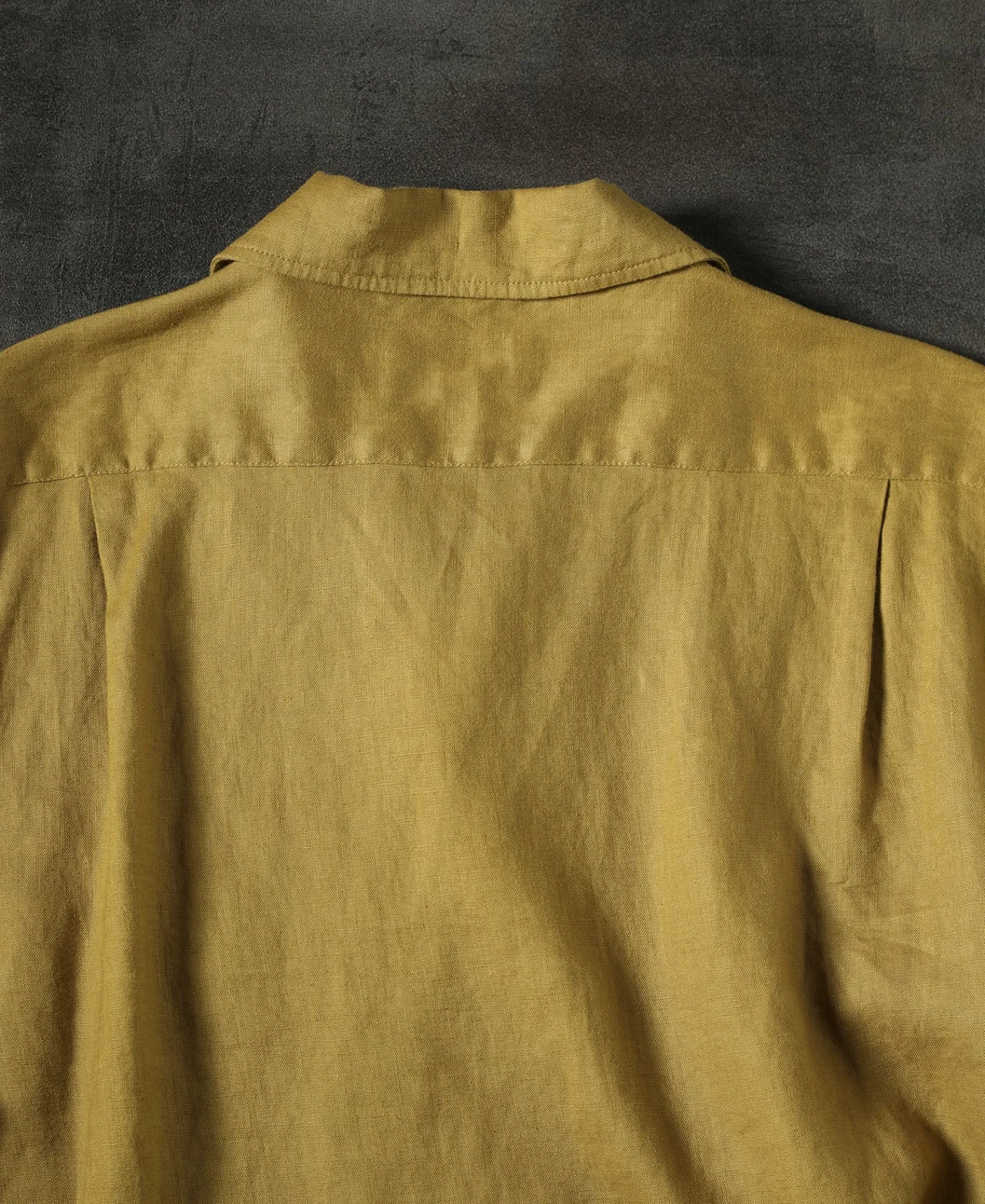 Clearance 1950s Italian Collar Long-Sleeve Linen Shirt - Mustard Long Sleeve Shirts | Shirts